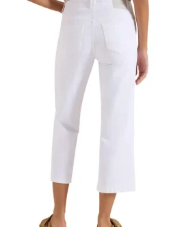 Pantalon en coton mélangé blanc uni pourvu d'une coupe droite