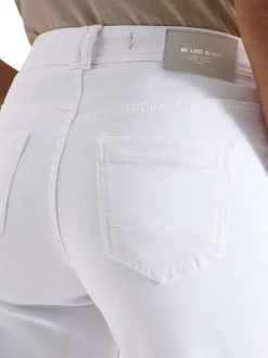 Pantalon en coton mélangé blanc uni pourvu d'une coupe droite