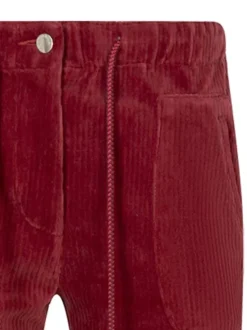 Pantalon en coton mélangé rouge uni avec une coupe chino et taille haute