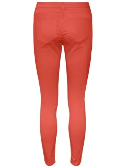 Pantalon en coton mélangé rouille uni avec une coupe slim