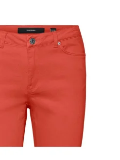 Pantalon en coton mélangé rouille uni avec une coupe slim