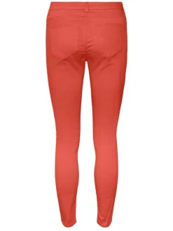 Pantalon en coton mélangé rouille uni avec une coupe slim