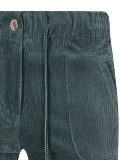 Pantalon en coton mélangé vert uni avec une coupe chino et taille haute