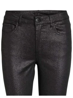 Pantalon en coton noir aspect enduit avec une coupe skinny fit et à 5 poches