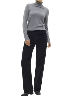 Pantalon en coton noir avec un revêtement effet velours à coupe droite