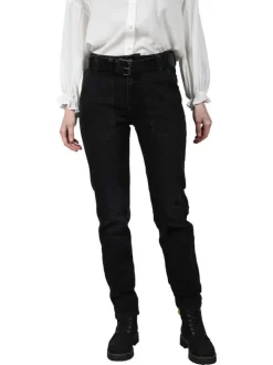 Pantalon en coton noir effet délavé à coupe slim 4 poches