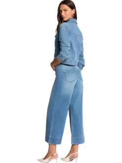 Pantalon en coton stone uni pourvu d'une coupe bootcut et de multiples poches
