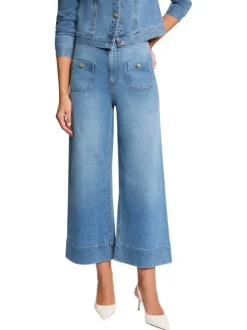Pantalon en coton stone uni pourvu d'une coupe bootcut et de multiples poches
