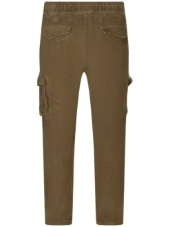 Pantalon en coton tabac uni avec une taille élastiquée et une coupe droite