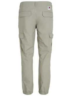 Pantalon Ethan en coton kaki uni avec une coupe cargo et poches cuisses