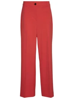 Pantalon framboise uni avec une coupe bootcut et une taille haute