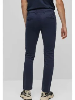 Pantalon Grande Taille en coton marine uni avec une coupe slim fit