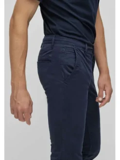 Pantalon Grande Taille en coton marine uni avec une coupe slim fit