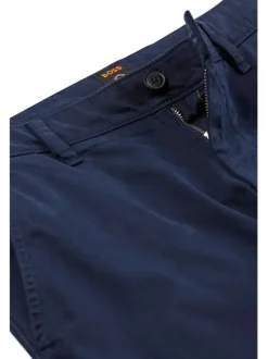 Pantalon Grande Taille en coton marine uni avec une coupe slim fit