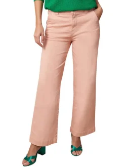 Pantalon Isore en coton rose uni à coupe bootcut et taille intermédiaire