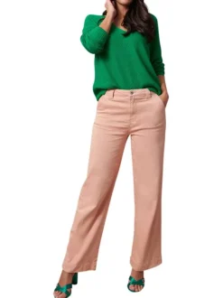 Pantalon Isore en coton rose uni à coupe bootcut et taille intermédiaire