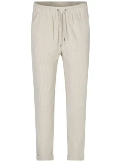 Pantalon jogging beige uni coupe regular fit en velours côtelé