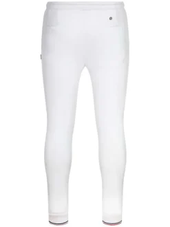 Pantalon Jogging blanc en coton uni avec une coupe slim et des poches latérales