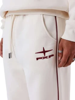 Pantalon jogging blanc uni avec un cordon de serrage à la taille