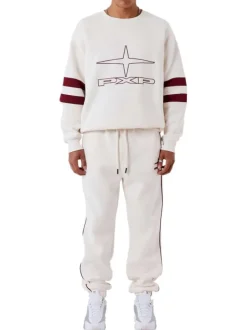Pantalon jogging blanc uni avec un cordon de serrage à la taille