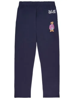 Pantalon Jogging en coton marine uni avec une coupe slim et un flocage sur la cuisse