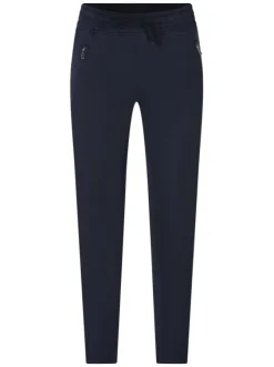 Pantalon jogging en coton marine uni pourvu d'une taille élastiquée