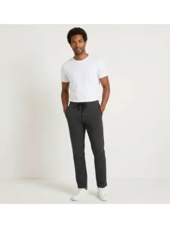Pantalon Jogging en coton mélangé anthracite uni avec une coupe slim