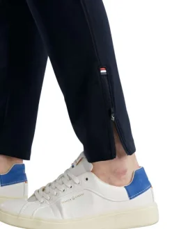 Pantalon jogging en coton mélangé marine uni pourvu d'une coupe droite