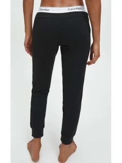 Pantalon Jogging en coton noir uni coupe slim avec des poches latérales