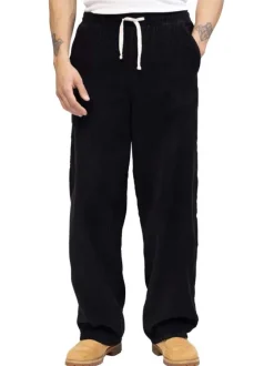 Pantalon jogging en coton noir uni en velours avec une coupe ample