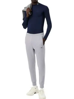 Pantalon jogging gris clair uni coupe slim avec logo de la marque brodé