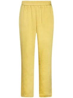 Pantalon jogging jaune uni en satin épais coupe large