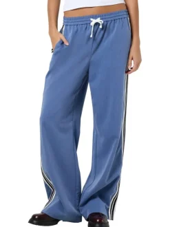 Pantalon jogging Jess bleu à rayures avec une coupe bootcut et 4 poches