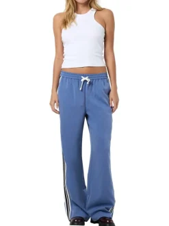 Pantalon jogging Jess bleu à rayures avec une coupe bootcut et 4 poches