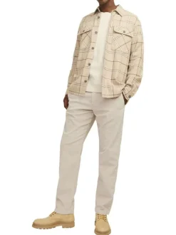 Pantalon Jogging Jpstkane Corduroy Jogger Sn en coton écru côtelé à coupe droite
