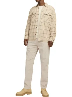 Pantalon Jogging Jpstkane Corduroy Jogger Sn en coton écru côtelé à coupe droite