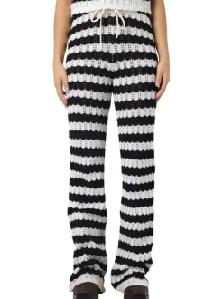 Pantalon jogging Laika Nw Flared Knit Pants Fwd en coton noir et blanc bootcut