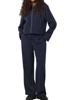 Pantalon jogging marine à rayures pourvu d’une coupe droite