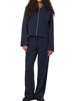 Pantalon jogging marine à rayures pourvu d’une coupe droite