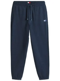Pantalon Jogging marine uni avec une coupe droite et une taille élastiquée