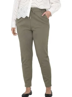 Pantalon jogging olive uni pourvu d'une coupe slim et d'une taille intermédiaire