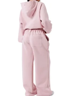 Pantalon Jogging rose uni avec une coupe droite et un logo imprimé
