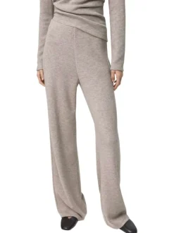 Pantalon jogging taupe uni avec une coupe droite et une taille élastiquée