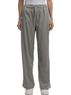 Pantalon kaki clair fluide et léger à coupe ample pourvu d'une taille élastiquée