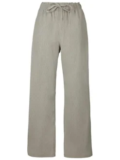 Pantalon kaki clair fluide et léger à coupe ample pourvu d'une taille élastiquée