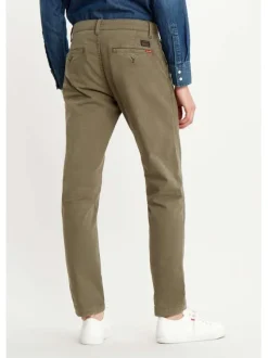 Pantalon kaki pour homme en coton coupe droite uni