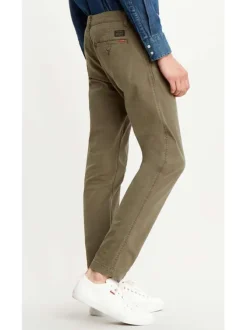 Pantalon kaki pour homme en coton coupe droite uni