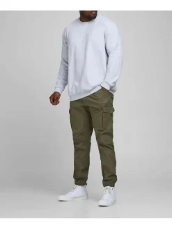 Pantalon kaki uni pour homme en coton coupe cargo PAUL FLAKE