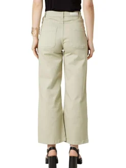 Pantalon kaki uni pourvu d'une coupe droite et de multiples poches