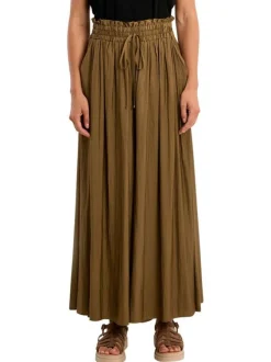 Pantalon kaki uni pourvu d'une coupe extra large et d'une taille élastiquée